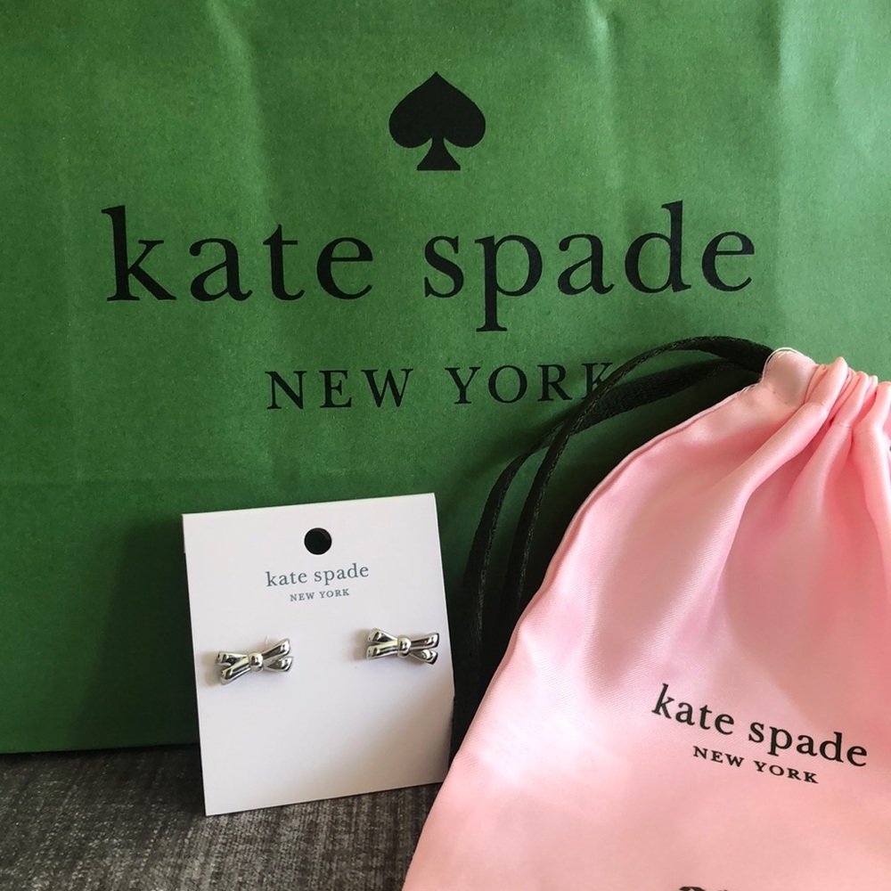 Kate Spade Silver Bow Tie Earrings NWT